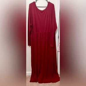 Long sleeve Burgundy maxi dress.
